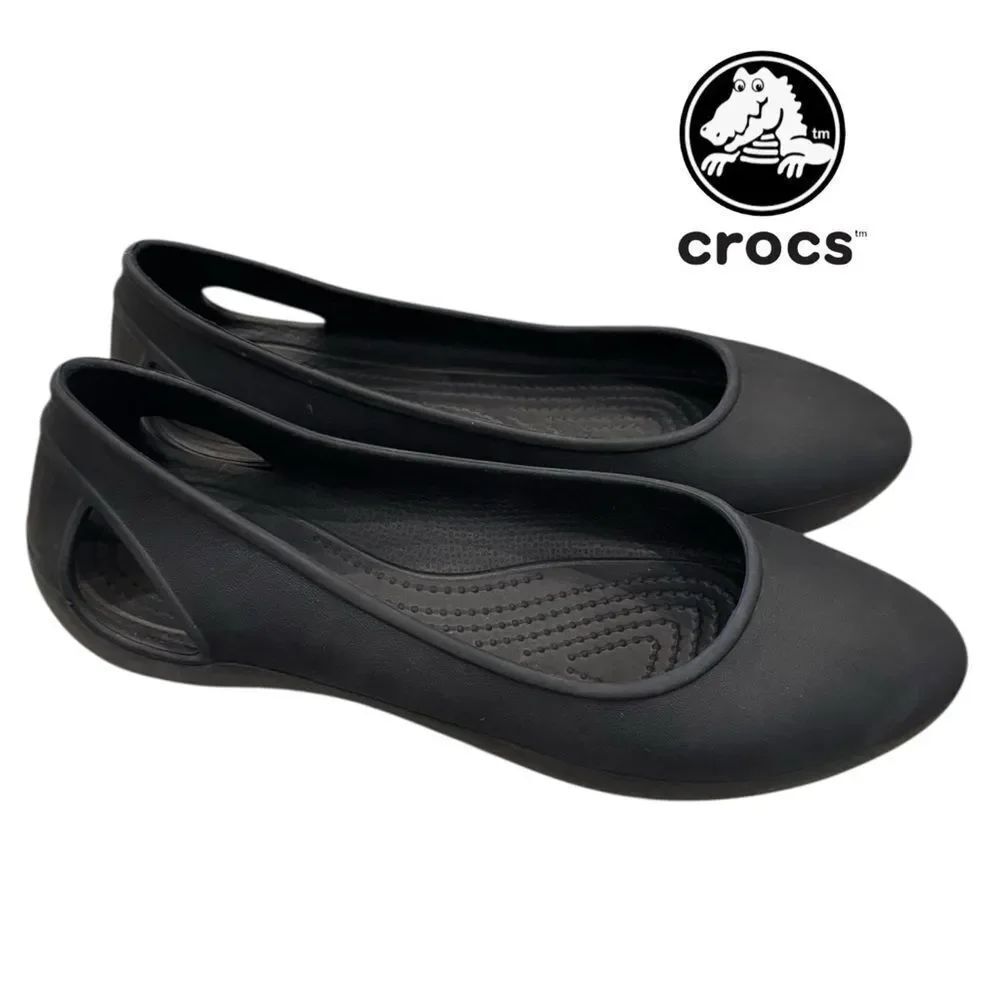 Crocs Sloane Women’s Black Casual Slip On Shoes Ballet Flats 7